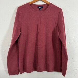 Lands’ End 100% Cashmere Sweater Maroon Red Pink Comfy Soft Winter Large